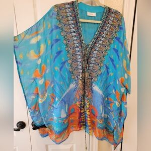 Camilla Multicolored Embellished Silk Kaftan/Dress
